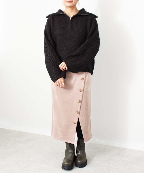 toucher du brise（トゥシェドブリーズ）の「ゆるっと ハーフジップ ニット（ニット/セーター・レディース・ブラック/ライトグリーン/ブルー/グレー・M）」の18枚目の写真