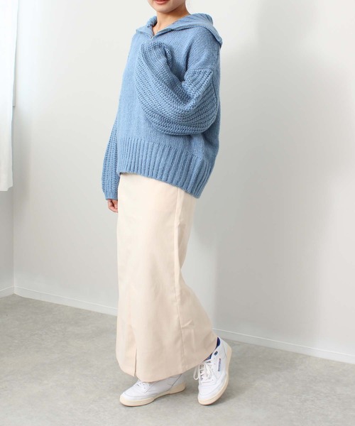 toucher du brise（トゥシェドブリーズ）の「ゆるっと ハーフジップ ニット（ニット/セーター・レディース・ブラック/ライトグリーン/ブルー/グレー・M）」の10枚目の写真