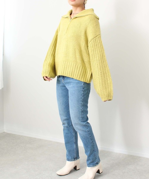 toucher du brise（トゥシェドブリーズ）の「ゆるっと ハーフジップ ニット（ニット/セーター・レディース・ブラック/ライトグリーン/ブルー/グレー・M）」の19枚目の写真