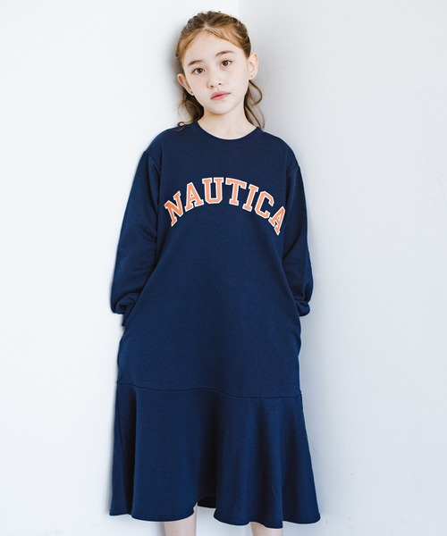 NAUTICA（ノーティカ）の「【NAUTICA/ノーティカ】アップリケロゴマーメイド裏毛ワンピース（ワンピース・キッズ・ネイビー/杢グレー・150/120/140/130）」の2枚目の写真