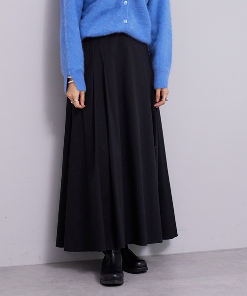 SHENERY（シーナリー）の「タックフレアロングスカート（スカート・レディース・ブラック/オフホワイト・FREE）」の5枚目の写真