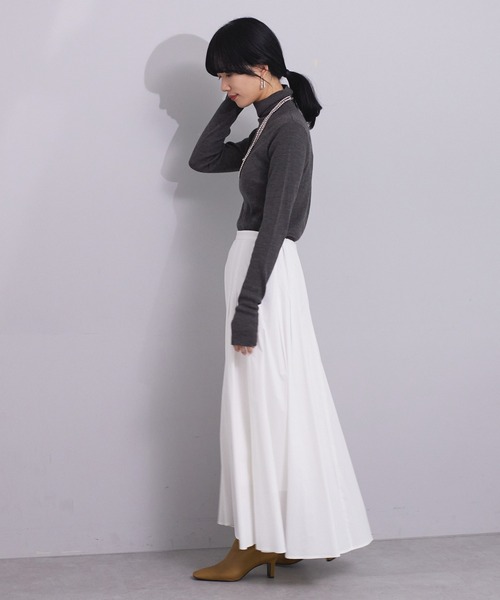 SHENERY（シーナリー）の「タックフレアロングスカート（スカート・レディース・ブラック/オフホワイト・FREE）」の9枚目の写真