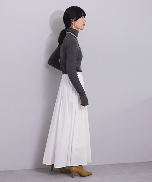 SHENERY（シーナリー）の「タックフレアロングスカート（スカート・レディース・ブラック/オフホワイト・FREE）」の14枚目の写真