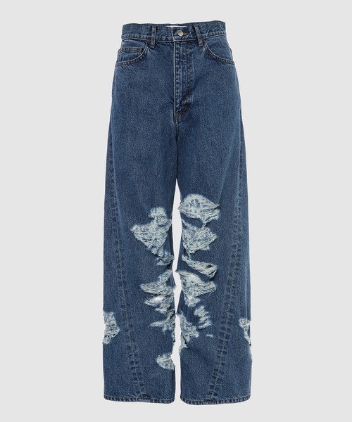 BELPER（ベルパー）の「TWISTED DENIM PANTS（デニムパンツ・レディース・インディゴブルー/ベージュ・1(S)/2(M)）」の2枚目の写真