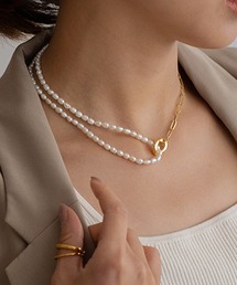 VitaFelice（ヴィータフェリーチェ）の「淡水パールアンドチェーンミックスネックレス（ネックレス）」