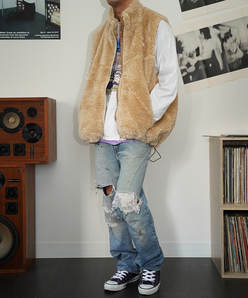 SUNNY  SPORTS（サニースポーツ）の「【SUNNY SPORTS/サニースポーツ】BIGGEST FLEECE VEST TYPE-１フリースベスト（ベスト・メンズ・ブラック/ベージュ/ホワイト・MEDIUM）」の3枚目の写真