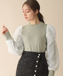OPAQUE.CLIP | 袖チュールドッキングニット(ニット/セーター)