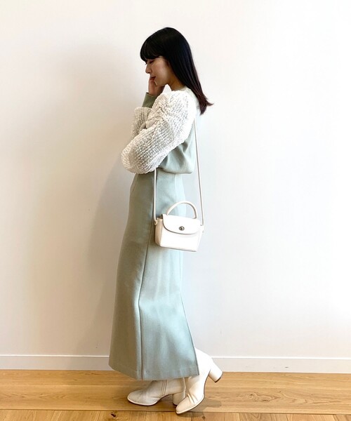 OPAQUE.CLIP（オペークドットクリップ）の「◆袖チュールドッキングニット（ニット/セーター・レディース・ライトグリーン/ブラック/ナチュラル・38）」の14枚目の写真