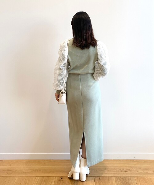 OPAQUE.CLIP（オペークドットクリップ）の「◆袖チュールドッキングニット（ニット/セーター・レディース・ライトグリーン/ブラック/ナチュラル・38）」の15枚目の写真