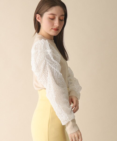OPAQUE.CLIP（オペークドットクリップ）の「◆袖チュールドッキングニット（ニット/セーター・レディース・ライトグリーン/ブラック/ナチュラル・38）」の17枚目の写真