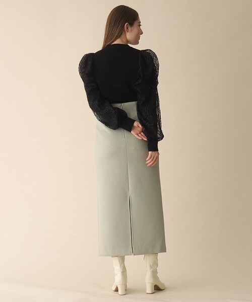 OPAQUE.CLIP（オペークドットクリップ）の「◆袖チュールドッキングニット（ニット/セーター・レディース・ライトグリーン/ブラック/ナチュラル・38）」の21枚目の写真