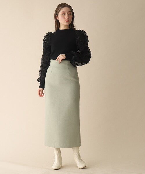 OPAQUE.CLIP（オペークドットクリップ）の「◆袖チュールドッキングニット（ニット/セーター・レディース・ライトグリーン/ブラック/ナチュラル・38）」の22枚目の写真