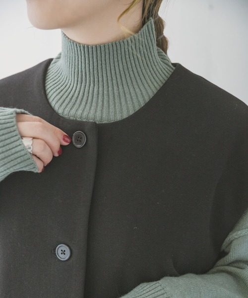 ITEMS URBANRESEARCH（アイテムズ アーバンリサーチ）の「ロングジレコート（ノーカラーコート・レディース・ブラック/ベージュ・FREE）」の9枚目の写真