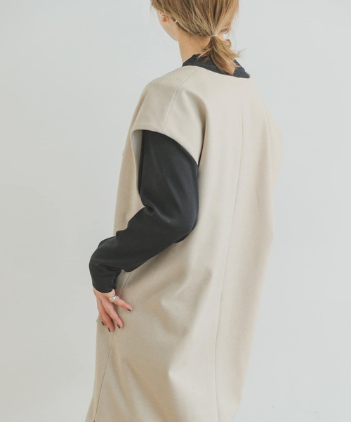 ITEMS URBANRESEARCH（アイテムズ アーバンリサーチ）の「ロングジレコート（ノーカラーコート・レディース・ブラック/ベージュ・FREE）」の17枚目の写真