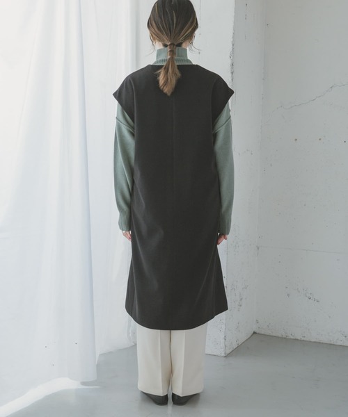 ITEMS URBANRESEARCH（アイテムズ アーバンリサーチ）の「ロングジレコート（ノーカラーコート・レディース・ブラック/ベージュ・FREE）」の11枚目の写真