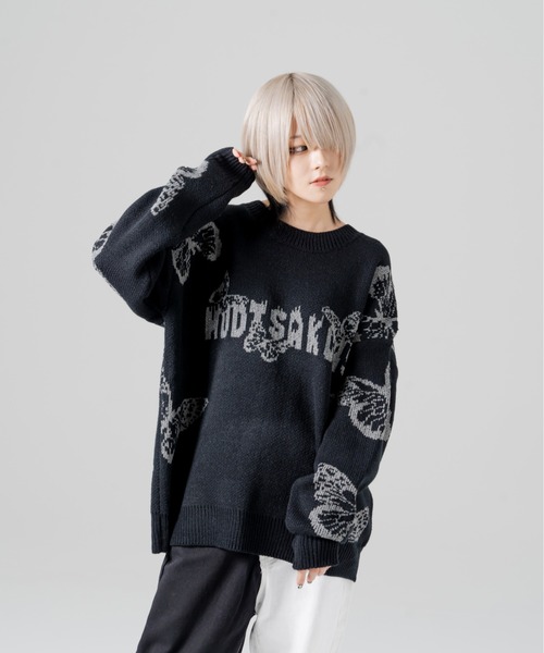 R/X(ロックス)の「ロゴバタフライジャガードニット(ニット/セーター・レディース・ブラック・FREE)」の3枚目の写真