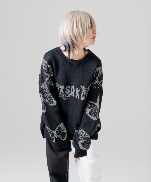 R/X(ロックス)の「ロゴバタフライジャガードニット(ニット/セーター・レディース・ブラック・FREE)」の6枚目の写真