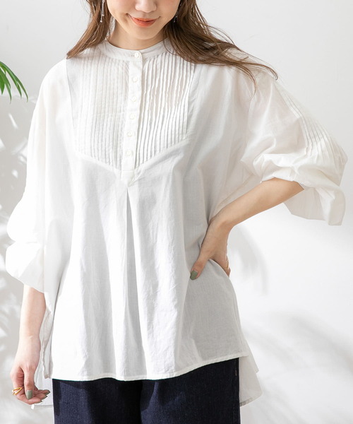 URBAN RESEARCH Sonny Label（アーバンリサーチサニーレーベル）の「コットンタックドレスシャツ（シャツ/ブラウス・レディース・チャコールグレー/オフホワイト/ミント/ラベンダー・FREE）」の6枚目の写真