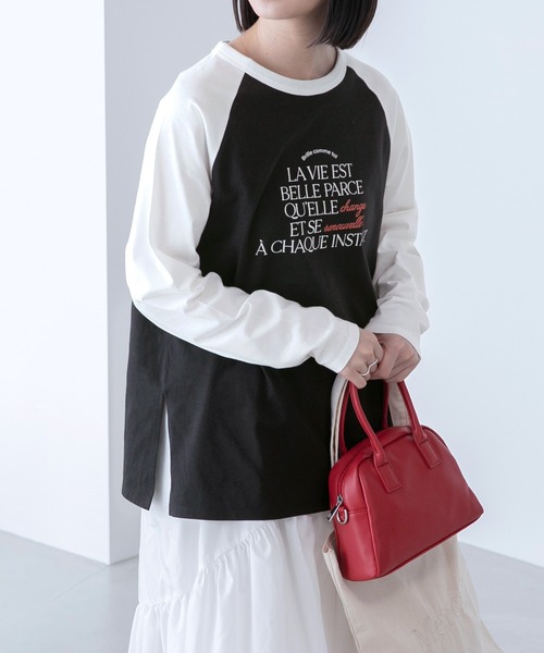 BONLECILL（ボンルシール）の「ラグラン フレンチロゴ ロングスリーブTシャツ（Tシャツ/カットソー・レディース・ライトブルー/ブラック/ピンク/ライトグリーン・FREE）」の5枚目の写真