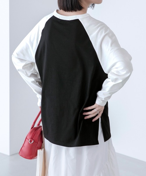 BONLECILL（ボンルシール）の「ラグラン フレンチロゴ ロングスリーブTシャツ（Tシャツ/カットソー・レディース・ライトブルー/ブラック/ピンク/ライトグリーン・FREE）」の8枚目の写真