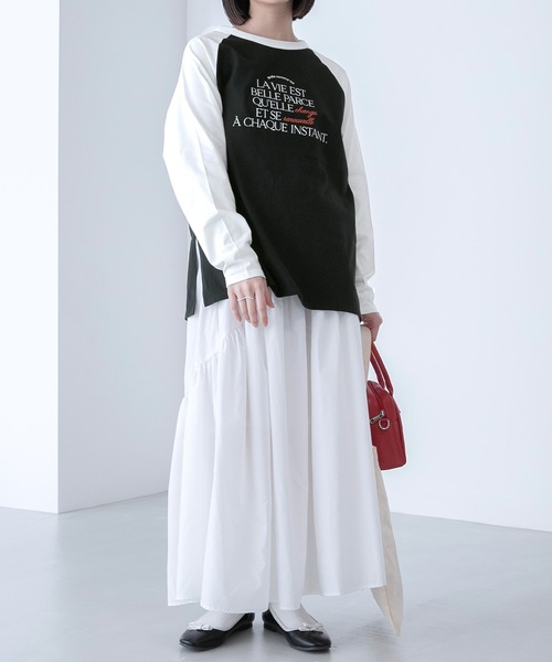 BONLECILL（ボンルシール）の「ラグラン フレンチロゴ ロングスリーブTシャツ（Tシャツ/カットソー・レディース・ライトブルー/ブラック/ピンク/ライトグリーン・FREE）」の9枚目の写真