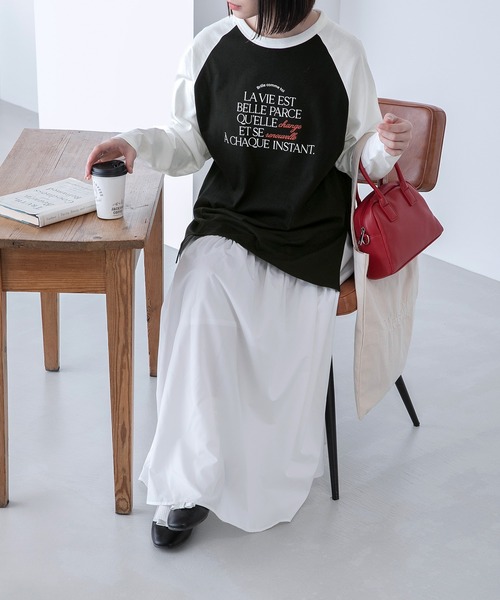 BONLECILL（ボンルシール）の「ラグラン フレンチロゴ ロングスリーブTシャツ（Tシャツ/カットソー・レディース・ライトブルー/ブラック/ピンク/ライトグリーン・FREE）」の11枚目の写真