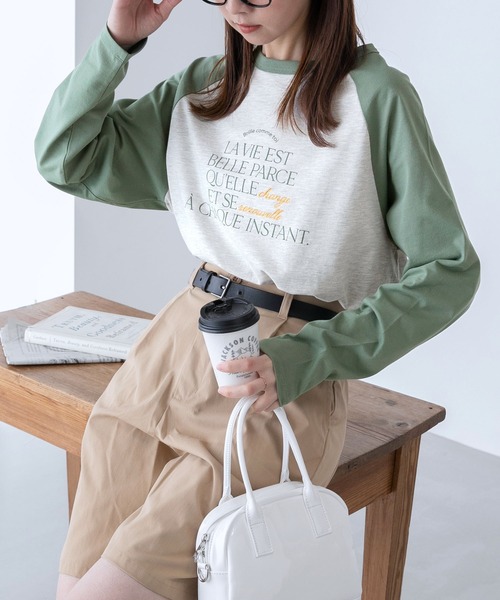 BONLECILL（ボンルシール）の「ラグラン フレンチロゴ ロングスリーブTシャツ（Tシャツ/カットソー・レディース・ライトブルー/ブラック/ピンク/ライトグリーン・FREE）」の18枚目の写真