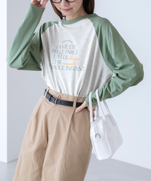 BONLECILL（ボンルシール）の「ラグラン フレンチロゴ ロングスリーブTシャツ（Tシャツ/カットソー・レディース・ライトブルー/ブラック/ピンク/ライトグリーン・FREE）」の13枚目の写真