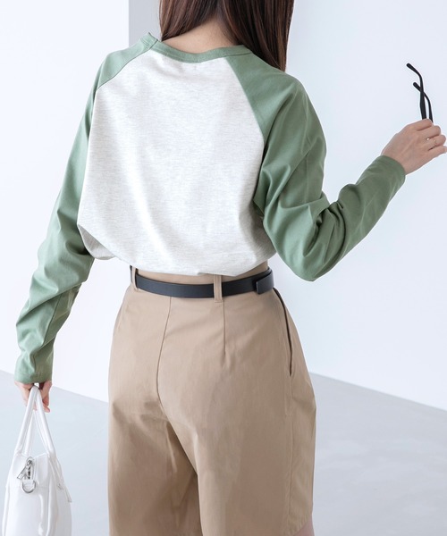 BONLECILL（ボンルシール）の「ラグラン フレンチロゴ ロングスリーブTシャツ（Tシャツ/カットソー・レディース・ライトブルー/ブラック/ピンク/ライトグリーン・FREE）」の14枚目の写真