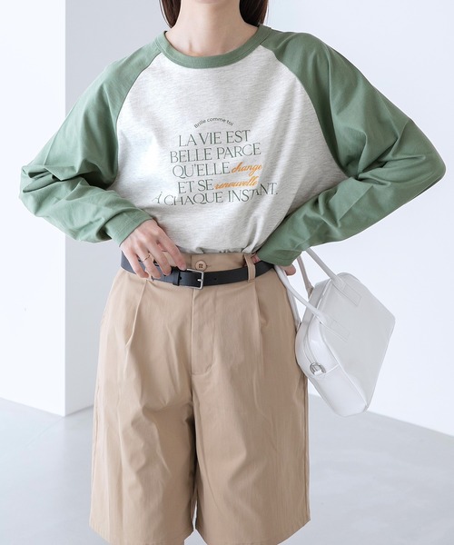 BONLECILL（ボンルシール）の「ラグラン フレンチロゴ ロングスリーブTシャツ（Tシャツ/カットソー・レディース・ライトブルー/ブラック/ピンク/ライトグリーン・FREE）」の12枚目の写真
