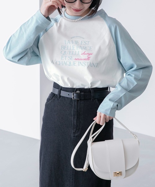 BONLECILL（ボンルシール）の「ラグラン フレンチロゴ ロングスリーブTシャツ（Tシャツ/カットソー・レディース・ライトブルー/ブラック/ピンク/ライトグリーン・FREE）」の22枚目の写真