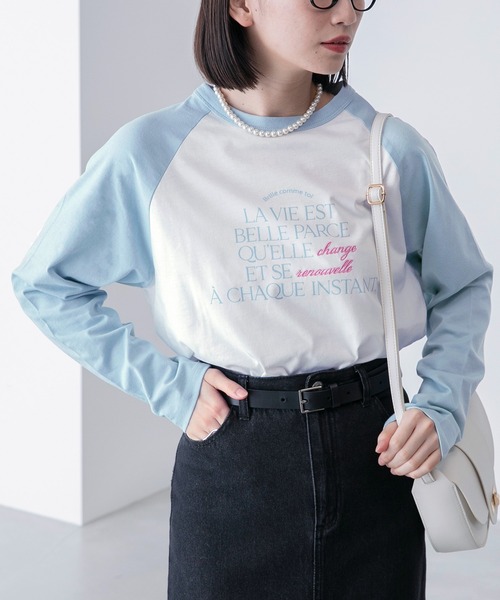 BONLECILL（ボンルシール）の「ラグラン フレンチロゴ ロングスリーブTシャツ（Tシャツ/カットソー・レディース・ライトブルー/ブラック/ピンク/ライトグリーン・FREE）」の20枚目の写真