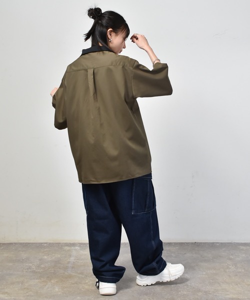 【yamachang】pret-a-porter by soe 半袖シャツ Starting Over シャツ oversize half zip stitching shirt