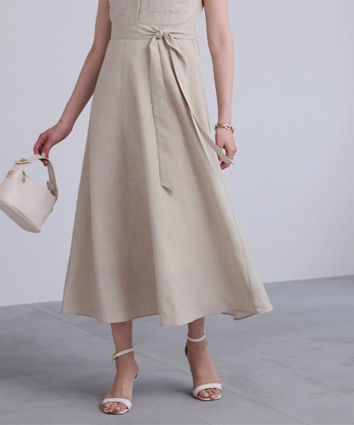 リネンタッチフロントポケットワンピース