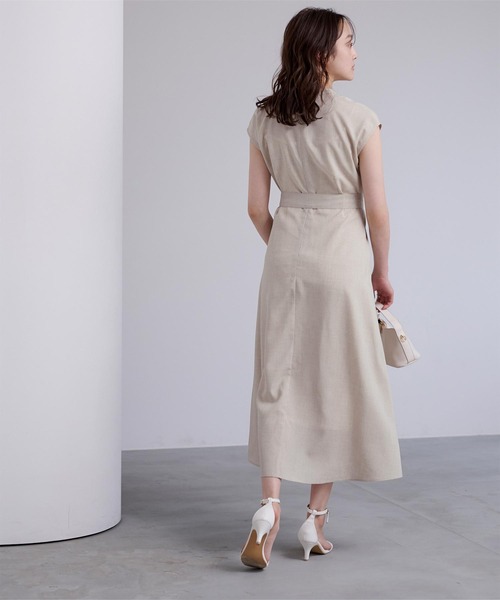 リネンタッチフロントポケットワンピース