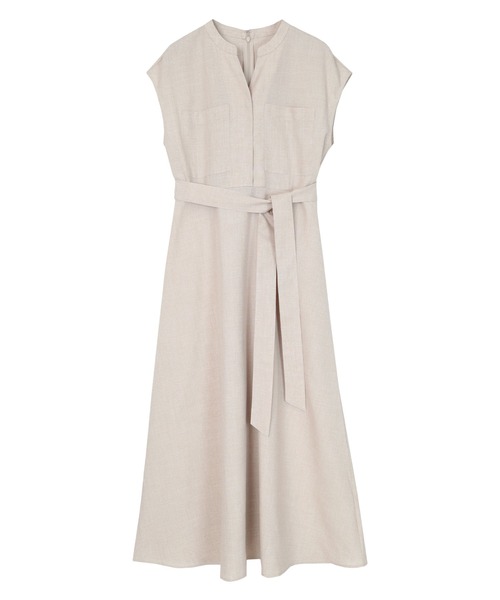 リネンタッチフロントポケットワンピース