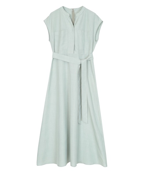 リネンタッチフロントポケットワンピース