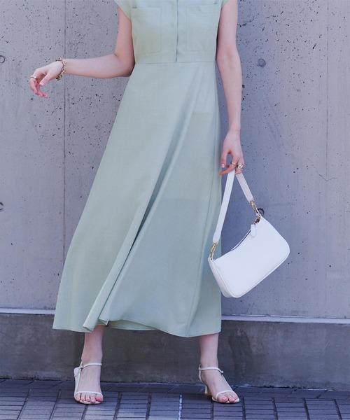 リネンタッチフロントポケットワンピース