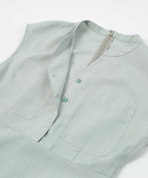 リネンタッチフロントポケットワンピース