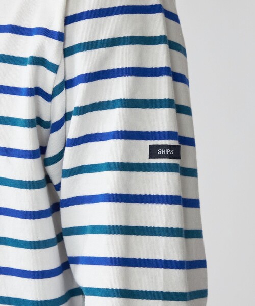 SHIPS(シップス)の「*SHIPS: ワンポイント ロゴ ジャージー ボーダー ボートネック ロングスリーブ Tシャツ(Tシャツ/カットソー・メンズ・ブラック/ナチュラル/グリーン/ブルー・SMALL/MEDIUM/LARGE/X-LARGE)」の16枚目の写真