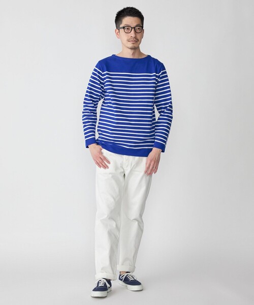 SHIPS(シップス)の「*SHIPS: ワンポイント ロゴ ジャージー ボーダー ボートネック ロングスリーブ Tシャツ(Tシャツ/カットソー・メンズ・ブラック/ナチュラル/グリーン/ブルー・SMALL/MEDIUM/LARGE/X-LARGE)」の13枚目の写真