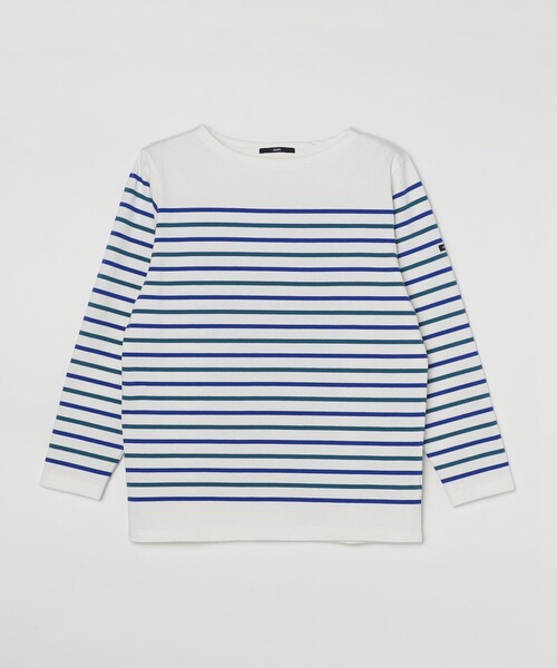 SHIPS(シップス)の「*SHIPS: ワンポイント ロゴ ジャージー ボーダー ボートネック ロングスリーブ Tシャツ(Tシャツ/カットソー・メンズ・ブラック/ナチュラル/グリーン/ブルー・SMALL/MEDIUM/LARGE/X-LARGE)」の7枚目の写真