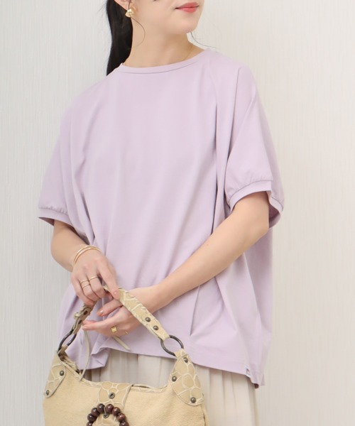 libelle more(リベル モア)の「《接触冷感》USAコットン 裾タックTシャツ(Tシャツ/カットソー・レディース・グレイッシュブルー/オフホワイト/ブラック/ラベンダー・M/L)」の1枚目の写真