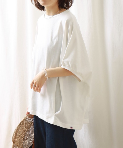 libelle more(リベル モア)の「《接触冷感》USAコットン 裾タックTシャツ(Tシャツ/カットソー・レディース・グレイッシュブルー/オフホワイト/ブラック/ラベンダー・M/L)」の2枚目の写真