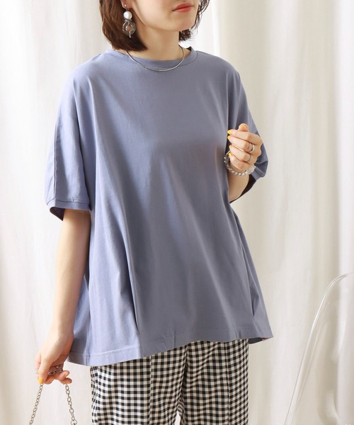 libelle more(リベル モア)の「《接触冷感》USAコットン 裾タックTシャツ(Tシャツ/カットソー・レディース・グレイッシュブルー/オフホワイト/ブラック/ラベンダー・M/L)」の4枚目の写真