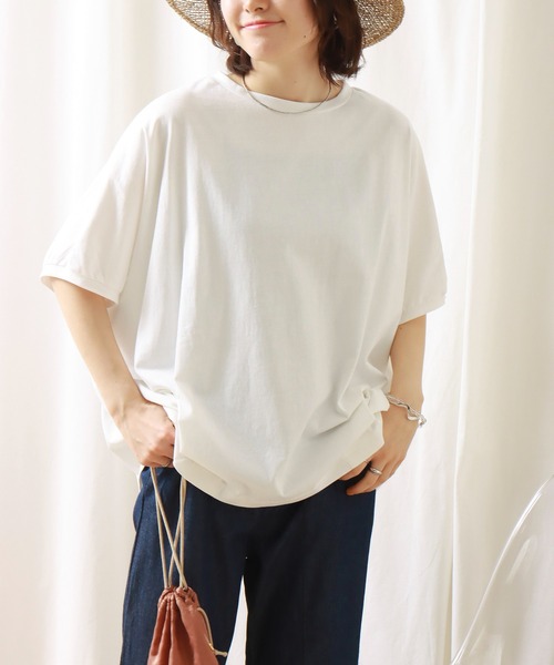 libelle more(リベル モア)の「《接触冷感》USAコットン 裾タックTシャツ(Tシャツ/カットソー・レディース・グレイッシュブルー/オフホワイト/ブラック/ラベンダー・M/L)」の8枚目の写真