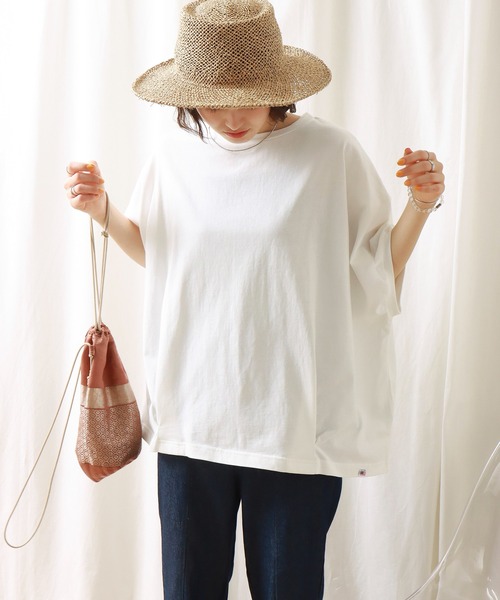 libelle more(リベル モア)の「《接触冷感》USAコットン 裾タックTシャツ(Tシャツ/カットソー・レディース・グレイッシュブルー/オフホワイト/ブラック/ラベンダー・M/L)」の5枚目の写真