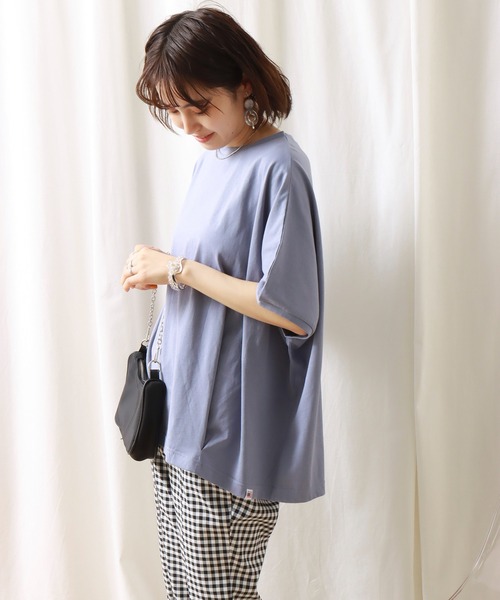 libelle more(リベル モア)の「《接触冷感》USAコットン 裾タックTシャツ(Tシャツ/カットソー・レディース・グレイッシュブルー/オフホワイト/ブラック/ラベンダー・M/L)」の12枚目の写真