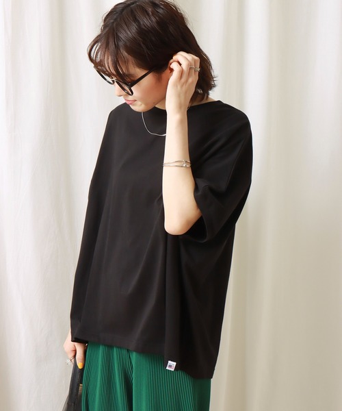 libelle more(リベル モア)の「《接触冷感》USAコットン 裾タックTシャツ(Tシャツ/カットソー・レディース・グレイッシュブルー/オフホワイト/ブラック/ラベンダー・M/L)」の19枚目の写真