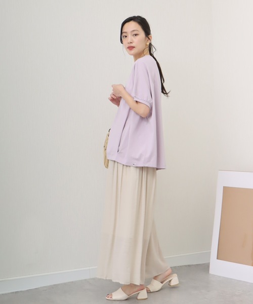 libelle more(リベル モア)の「《接触冷感》USAコットン 裾タックTシャツ(Tシャツ/カットソー・レディース・グレイッシュブルー/オフホワイト/ブラック/ラベンダー・M/L)」の22枚目の写真